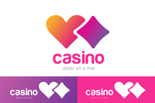 Casino icono del logotipo cartas de póquer o juego y corazones
 - Vector, Imagen