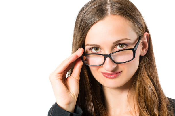 Jeune femme avec des lunettes de recherche
 - Photo, image