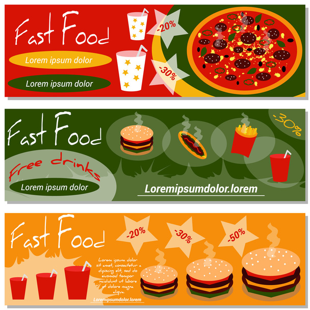 Fast Food Flyer Template Set. Editable for your design. Vector illustration. Graphic design. - ベクター画像