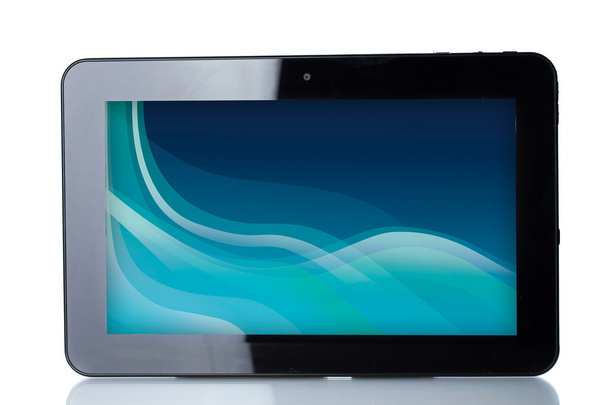 Tableta con pantalla de salpicadura azul
 - Foto, imagen