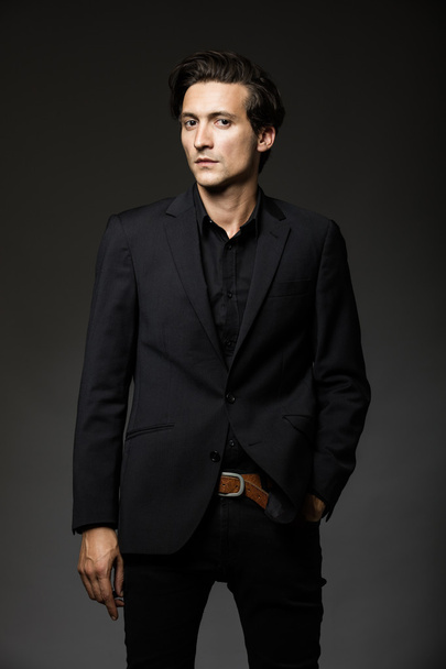 attractive man in black suit - Zdjęcie, obraz
