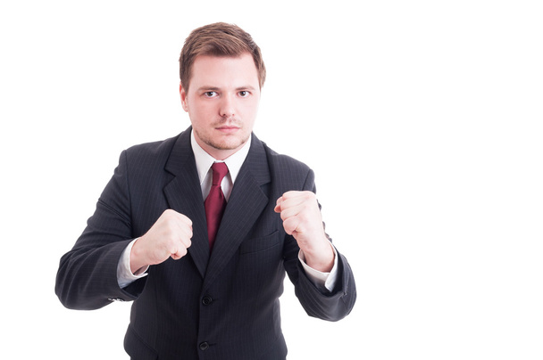Businessman, accountant or financial manager showing fists - Foto, imagen