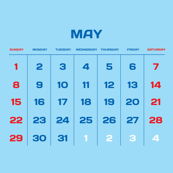 Calendário de planejamento vetorial 2016. Maio
. - Vetor, Imagem