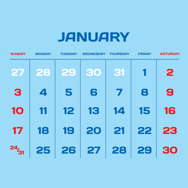 Calendario di pianificazione vettoriale 2016. Gennaio.
. - Vettoriali, immagini