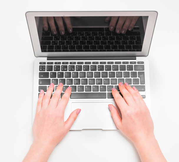 hands with laptop - Foto, Imagem