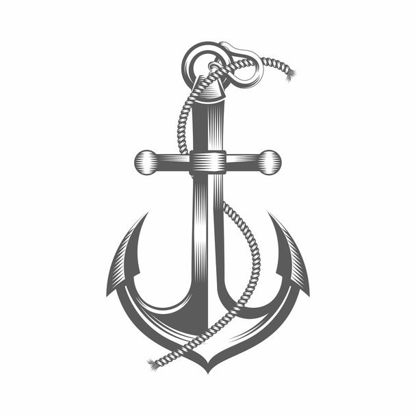 Anchor black and white vector illustration - Διάνυσμα, εικόνα