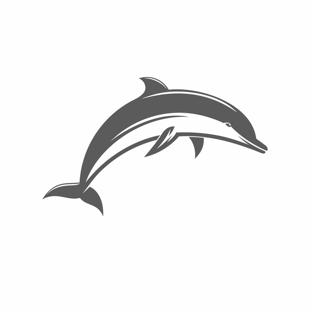 Black and white vector ilstration jumping dolphins - Wektor, obraz