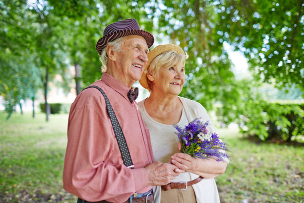 Couple plus âgé dans le parc d'été
 - Photo, image