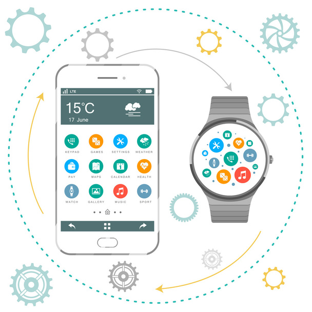 Vector Smartphone and Smart Watch - Vector, afbeelding
