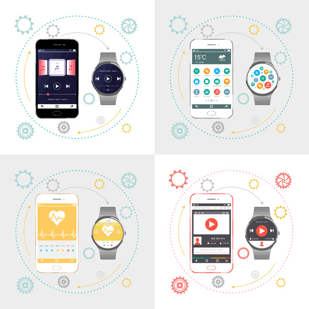 Vector Smartphone and Smart Watch - Vektor, kép