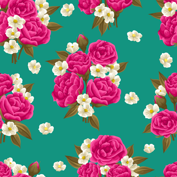 Seamless pattern with beautiful roses - Vector, Image