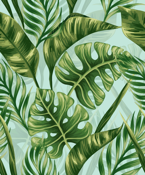 tropical palm leaves - Vector, Imagen