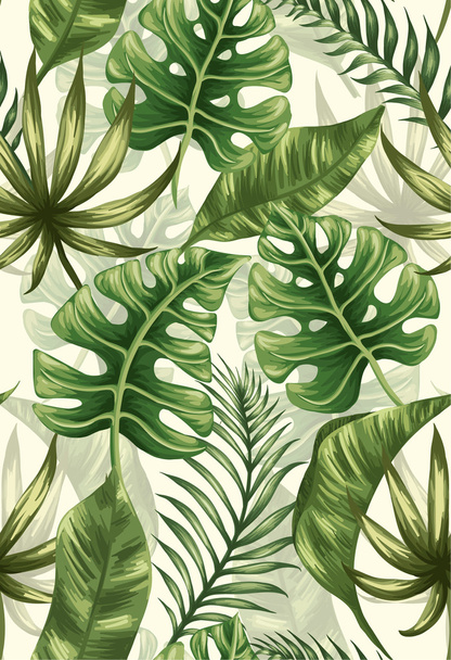 tropical palm leaves - Vector, Image