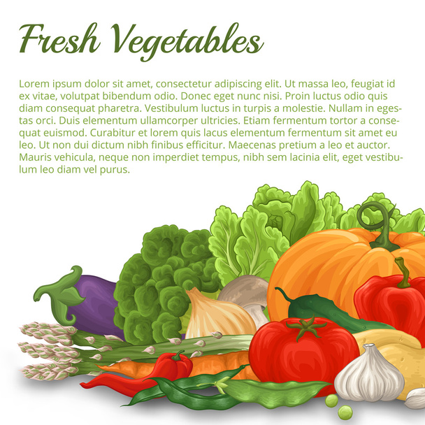 Background with lot of vegetables - Vector, imagen