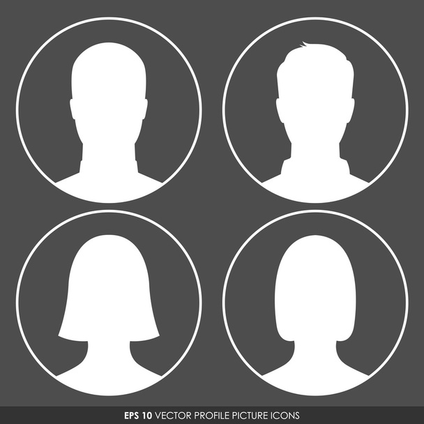 Set of man and woman silhouette avatar profile picture icons - Vektör, Görsel