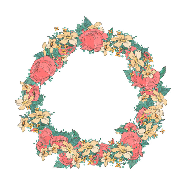 Floral wreath - Vektör, Görsel