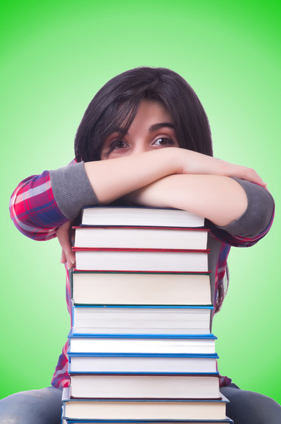 Студентка с книгами против градиента
 - Фото, изображение