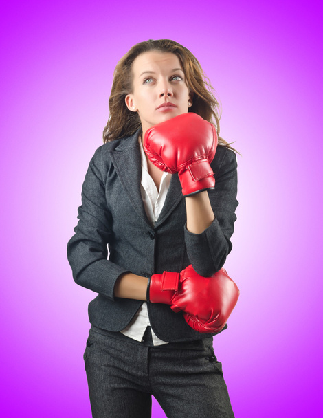 Young businesswoman in boxing concept - Foto, immagini