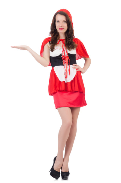 Caperucita roja sobre blanco
 - Foto, Imagen