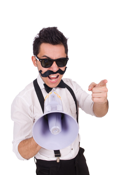 Emotional man with loudspeaker - Photo, Image