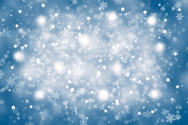 verschwommene blaue Farbe abstrakte Schneeflocken - Foto, Bild