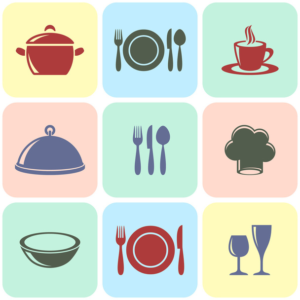 Cooking and restaurant menu icons - Vector, Image