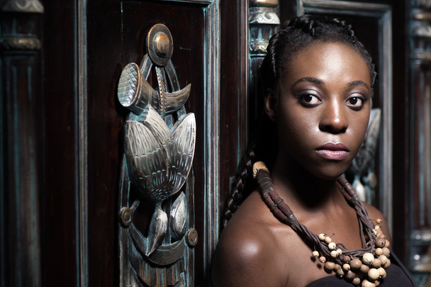 black woman with ethnic necklace - Fotó, kép