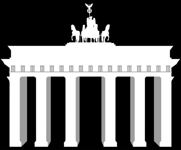 Brandenburg Gate in Berlin. Harmonious colors. White outline on black background. - Διάνυσμα, εικόνα