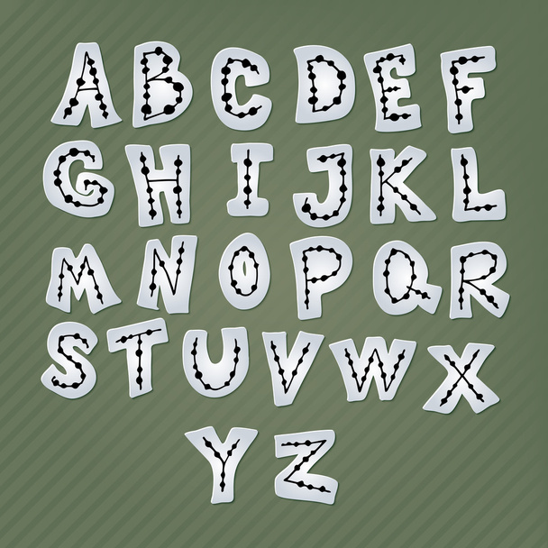 Χαρτί αλφάβητο με το décor στο εσωτερικό τα γράμματα. - Διάνυσμα, εικόνα