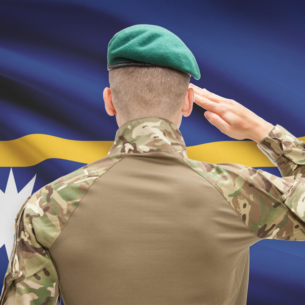 National military forces with flag on background conceptual seri - Valokuva, kuva