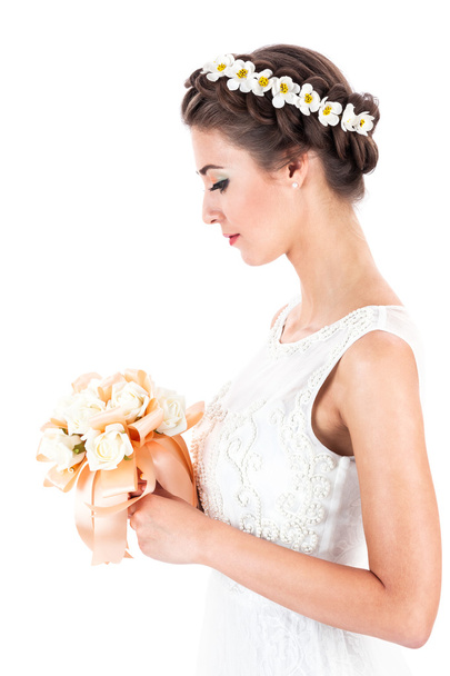 bride with a bouquet of roses - Zdjęcie, obraz
