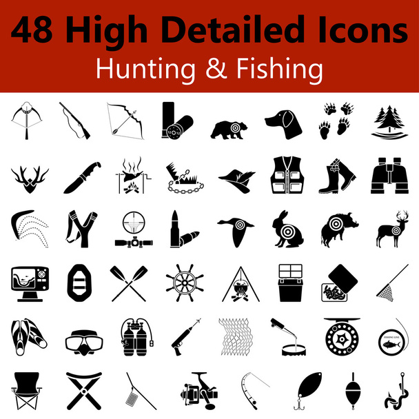 Hunting and Fishing Smooth Icons - Vector, afbeelding