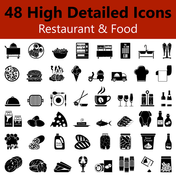 Restaurant and Food Smooth Icons - Wektor, obraz