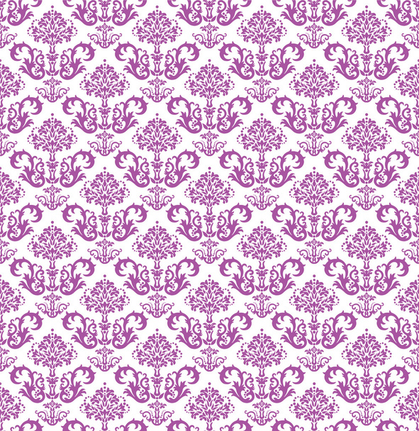 Seamless pink floral wallpaper on white - Vector, Image