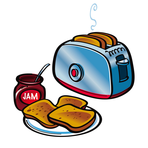 toast en jam - Vector, afbeelding