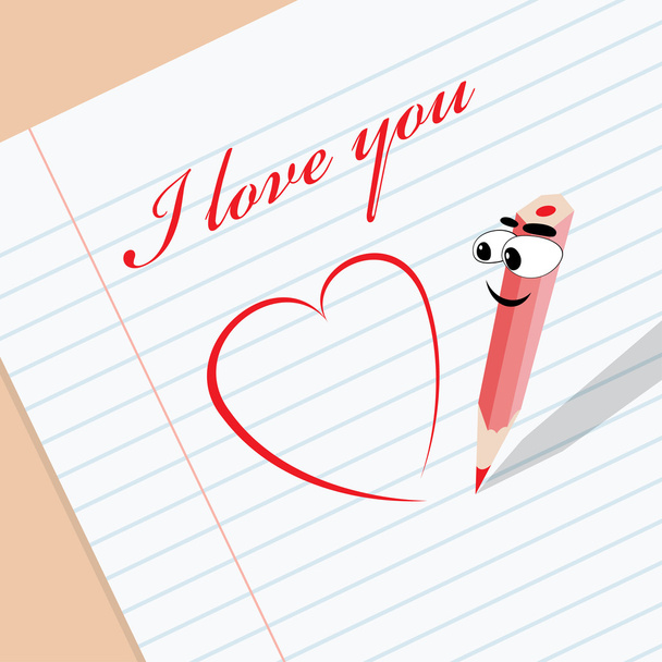 Cartoon boy crayon in love - Vector, afbeelding