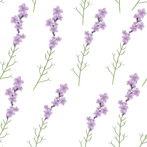 Seamless realistic lavender flower vector illustration pattern - Vetor, Imagem