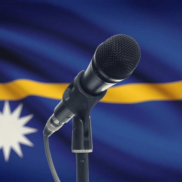 Microphone on stand with national flag on background - Nauru - Valokuva, kuva