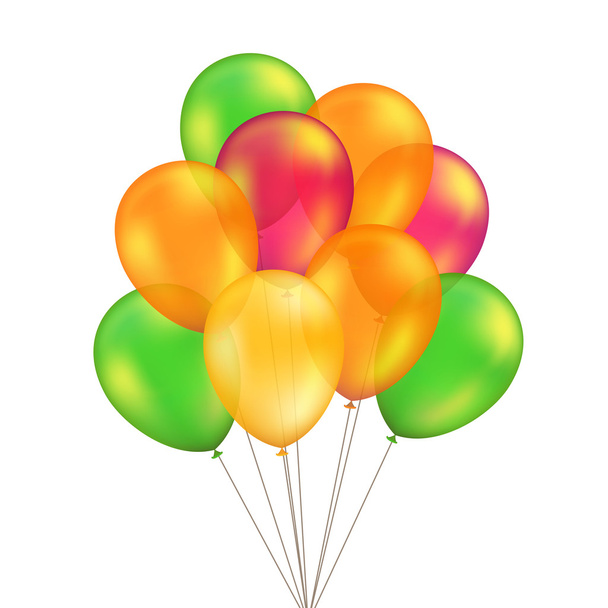 Vector Green Red Orange Yellow Balloons Set Isolated - Vector, Image