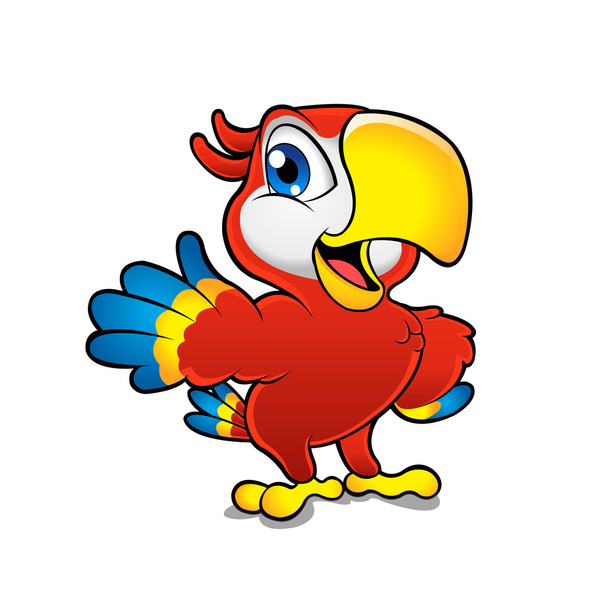 Cute cartoon colorful macaw - Vektor, obrázek