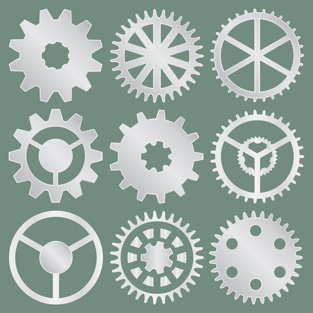 Vector collection of metal gear wheels - Vector, Image