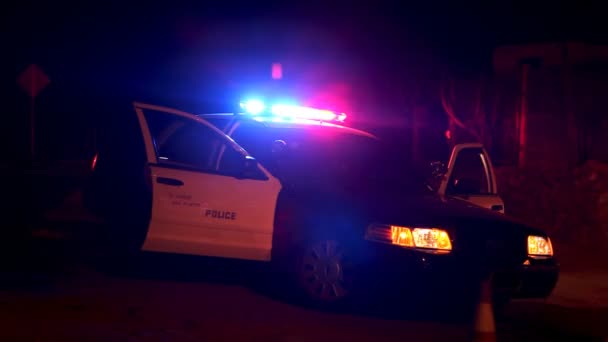 Carro de polícia com luzes piscando em Roadblock
 - Filmagem, Vídeo