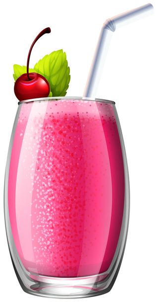 Smoothie with fresh cherry in glass - ベクター画像