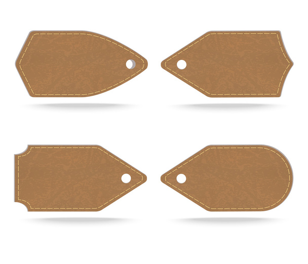 Set de etiquetas de cuero sobre fondo blanco
 - Vector, Imagen