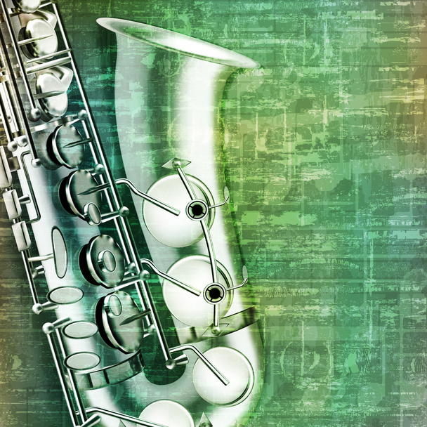абстрактний гранжевий фон з саксофоном
 - Вектор, зображення