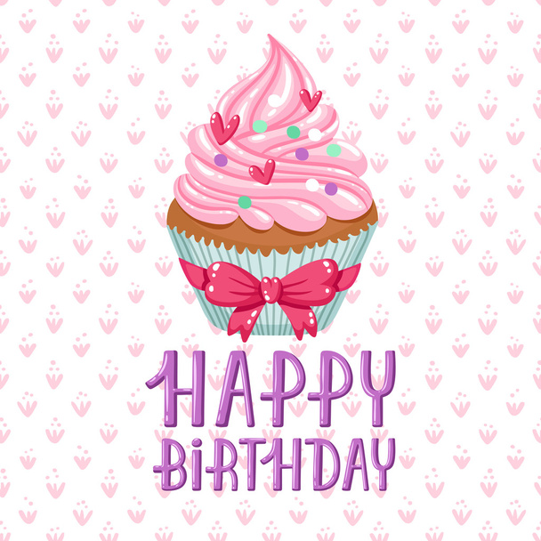 Feliz aniversário cupcake - Vetor, Imagem