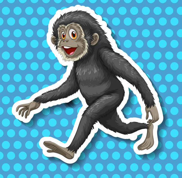 Macaco preto andando e sorrindo
 - Vetor, Imagem