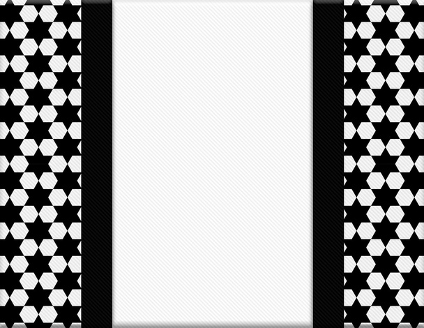 schwarz-weißer Sechskantrahmen mit Bandhintergrund - Foto, Bild