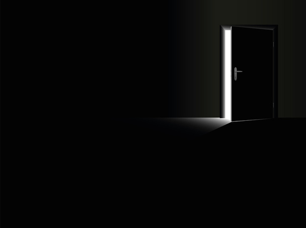 Darknessopendoorglimmerlightescapeblack - Вектор,изображение