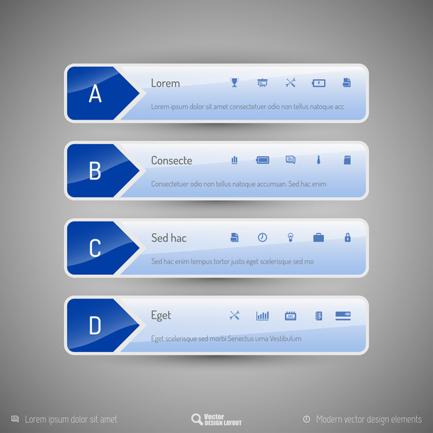 Modern tabs as design elements. Business symbols. - Διάνυσμα, εικόνα